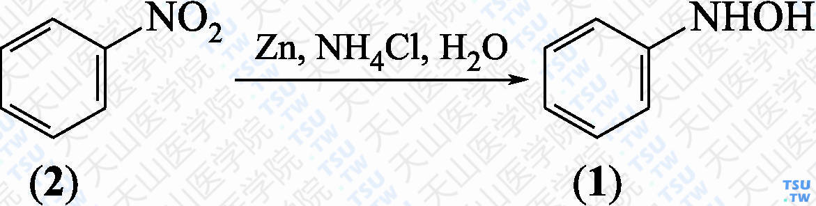 苯基羟胺（分子式：C<sub>6</sub>H<sub>7</sub>NO）的合成方法路线及其结构式