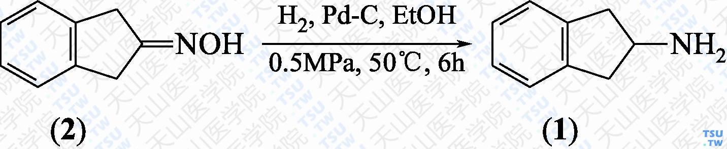 2-氨基茚满（分子式：C<sub>9</sub>H<sub>11</sub>N）的合成方法路线及其结构式