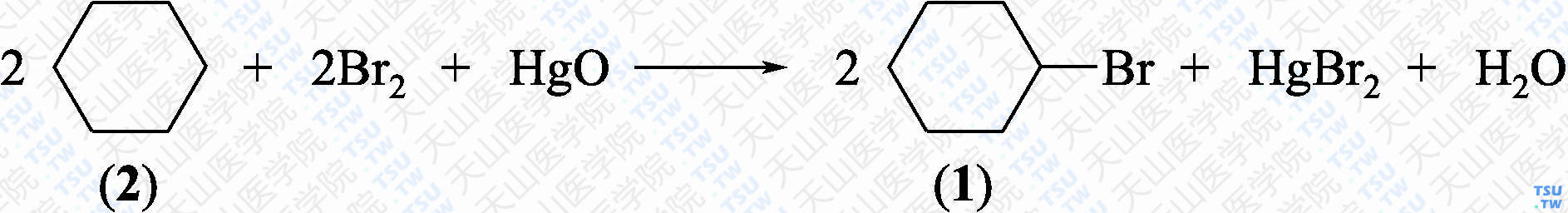 溴代环己烷（分子式：C<sub>6</sub>H<sub>11</sub>Br）的合成方法路线及其结构式