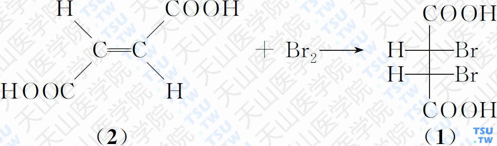2，3-二溴丁二酸（分子式：C<sub>4</sub>H<sub>4</sub>Br<sub>2</sub>O<sub>4</sub>）的合成方法路线及其结构式