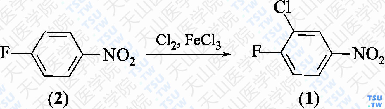 3-氯-4-氟硝基苯（分子式：C<sub>6</sub>H<sub>3</sub>ClFNO<sub>2</sub>）的合成方法路线及其结构式