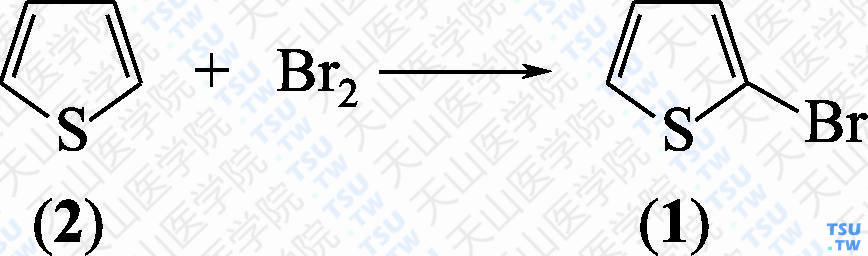 2-溴噻吩（分子式：C<sub>4</sub>H<sub>3</sub>BrS）的合成方法路线及其结构式