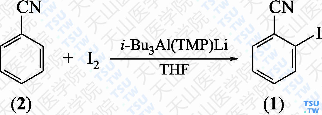 2-碘苯甲腈（分子式：C<sub>7</sub>H<sub>4</sub>IN）的合成方法路线及其结构式