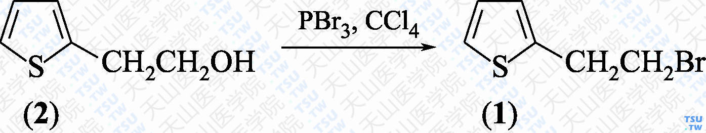 2-（2-溴乙基）噻吩（分子式：C<sub>6</sub>H<sub>7</sub>BrS）的合成方法路线及其结构式