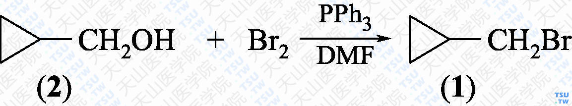 溴甲基环丙烷（分子式：C<sub>4</sub>H<sub>7</sub>Br）的合成方法路线及其结构式