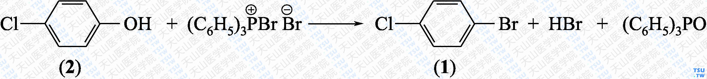 对溴氯苯（分子式：C<sub>6</sub>H<sub>4</sub>BrCl）的合成方法路线及其结构式