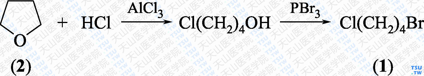 1-溴-4-氯丁烷（分子式：C<sub>4</sub>H<sub>8</sub>BrCl）的合成方法路线及其结构式