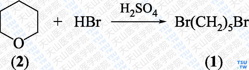 1，5-二溴戊烷（分子式：C<sub>5</sub>H<sub>10</sub>Br<sub>2</sub>）的合成方法路线及其结构式
