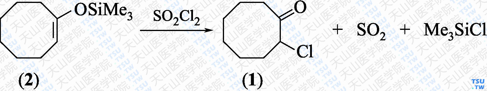 2-氯环辛酮（分子式：C<sub>8</sub>H<sub>13</sub>ClO）的合成方法路线及其结构式