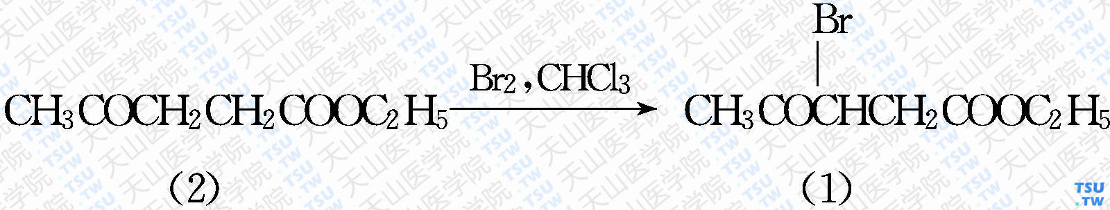 3-溴-4-氧代戊酸乙酯（分子式：C<sub>7</sub>H<sub>11</sub>BrO<sub>3</sub>）的合成方法路线及其结构式