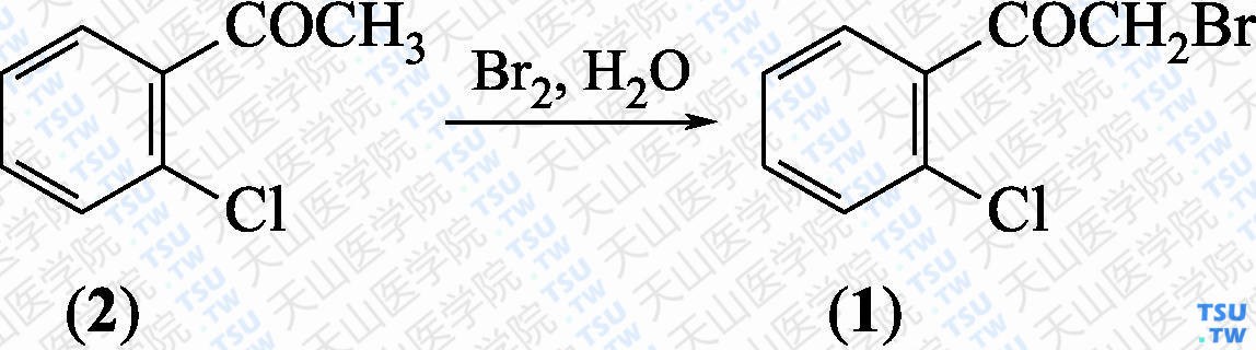 <i>α</i>-溴代邻氯苯乙酮（分子式：C<sub>8</sub>H<sub>6</sub>BrClO）的合成方法路线及其结构式