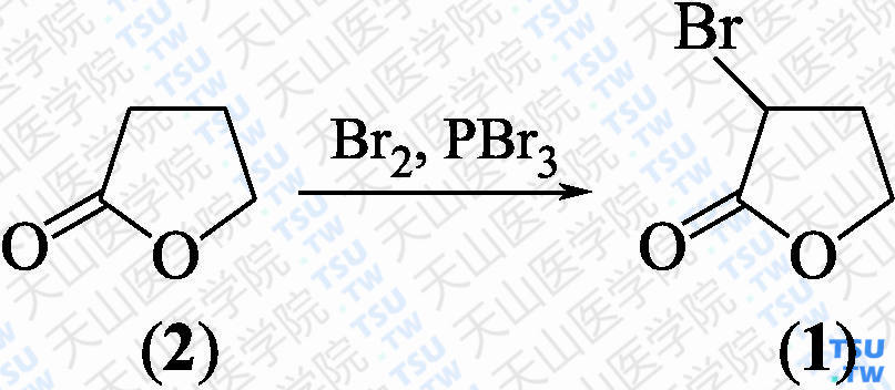 2-溴-<i>γ</i>-丁内酯（分子式：C<sub>4</sub>H<sub>5</sub> BrO<sub>2</sub>）的合成方法路线及其结构式