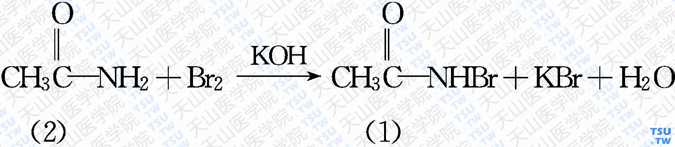 <i>N</i>-溴代乙酰胺（分子式：C<sub>2</sub>H<sub>4</sub>BrNO）的合成方法路线及其结构式