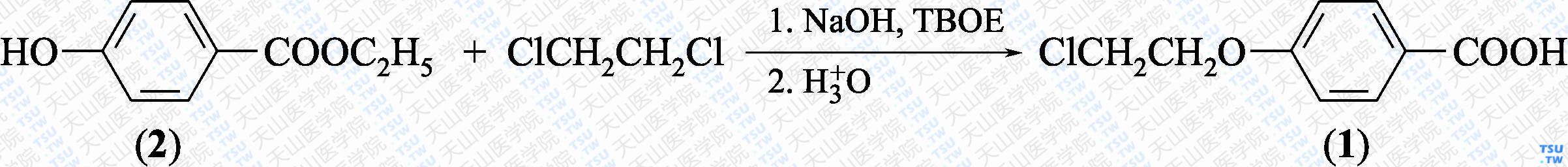 4-（2-氯乙氧基）苯甲酸（分子式：C<sub>9</sub>H<sub>9</sub>ClO<sub>3</sub>）的合成方法路线及其结构式