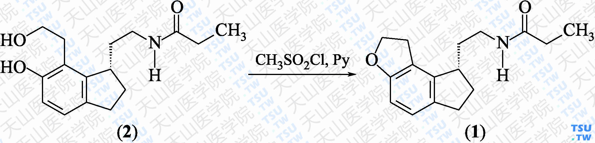 拉米替隆（分子式：C<sub>16</sub>H<sub>21</sub>NO<sub>2</sub>）的合成方法路线及其结构式