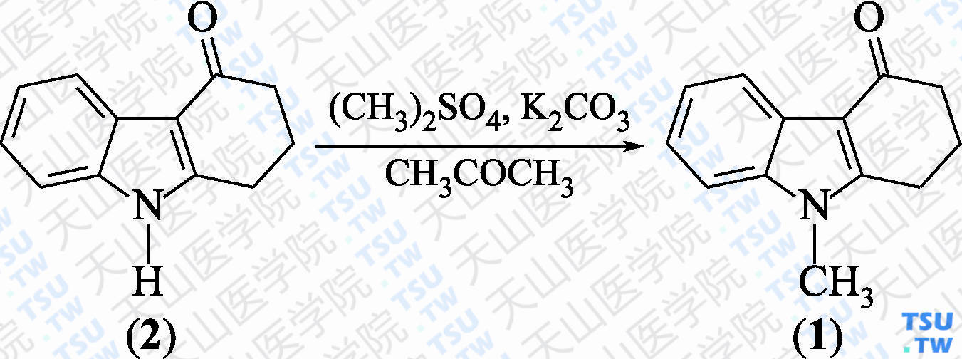 9-甲基-1，2，3，9-四氢-4<i>H</i>-咔唑-4-酮（分子式：C<sub>13</sub>H<sub>13</sub>NO）的合成方法路线及其结构式