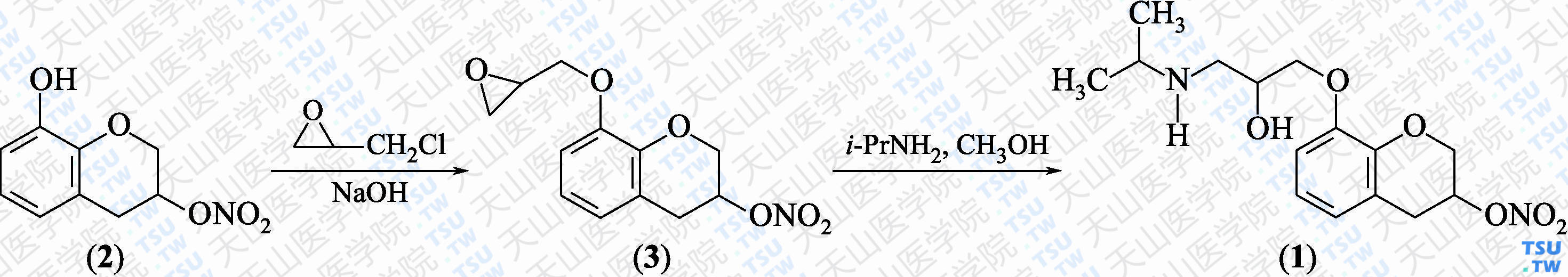 尼普地洛（分子式：C<sub>15</sub>H<sub>22</sub>N<sub>2</sub>O<sub>6</sub>）的合成方法路线及其结构式