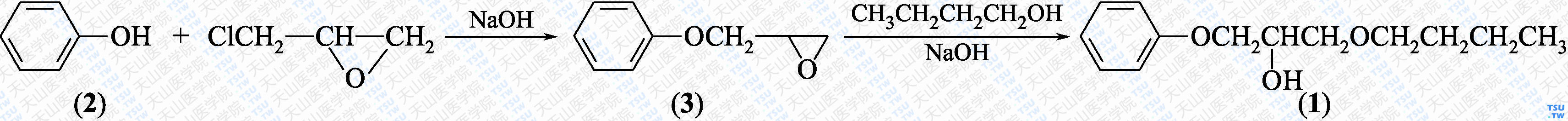 非布丙醇（分子式：C<sub>13</sub>H<sub>20</sub>O<sub>3</sub>）的合成方法路线及其结构式