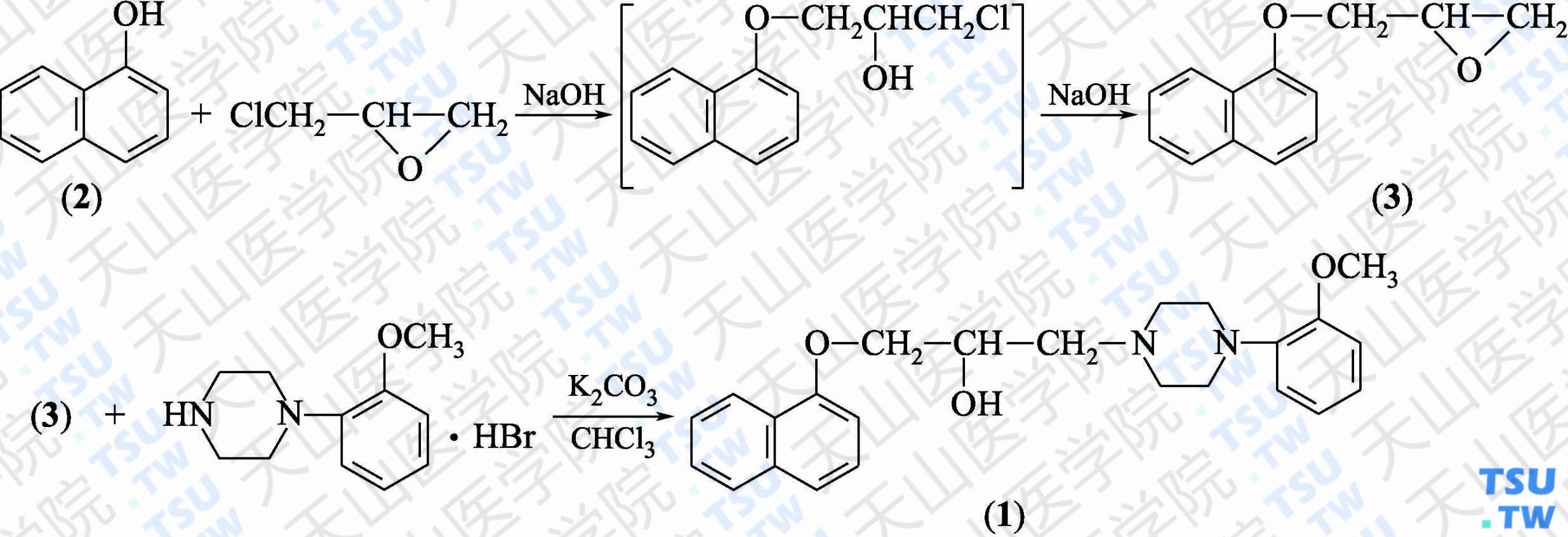 萘哌地尔（分子式：C<sub>24</sub>H<sub>28</sub>N<sub>2</sub>O<sub>3</sub>）的合成方法路线及其结构式