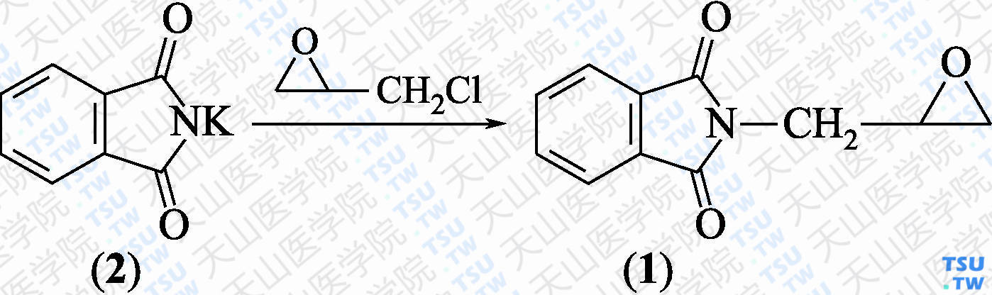 <i>N</i>-环氧丙基邻苯二甲酰亚胺（分子式：C<sub>11</sub>H<sub>9</sub>NO<sub>3</sub>）的合成方法路线及其结构式