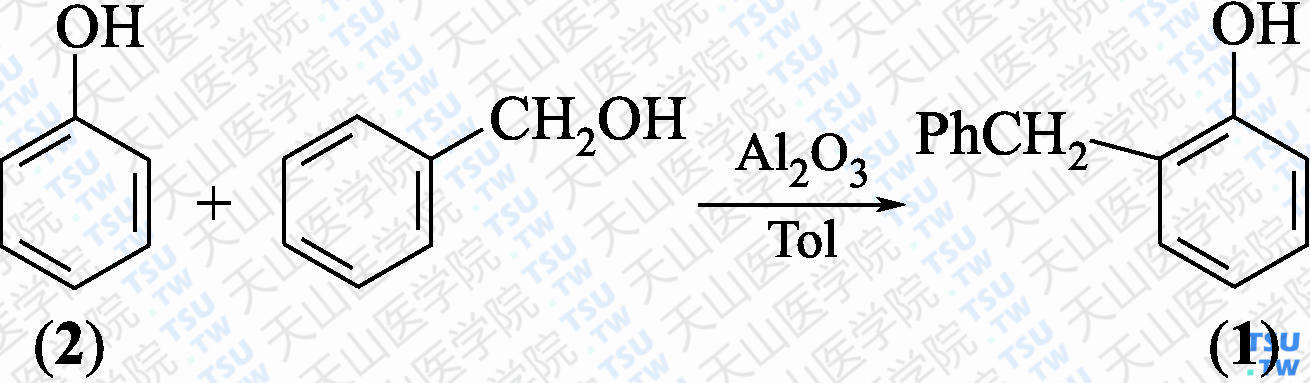 2-苄基苯酚（分子式：C<sub>13</sub>H<sub>12</sub>O）的合成方法路线及其结构式