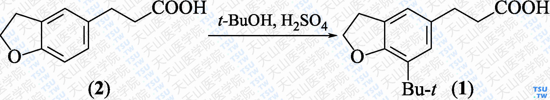 3-（7-叔丁基-2，3-二氢-1-苯并呋喃-5-基）丙酸（分子式：C<sub>15</sub>H<sub>20</sub>O<sub>3</sub>）的合成方法路线及其结构式