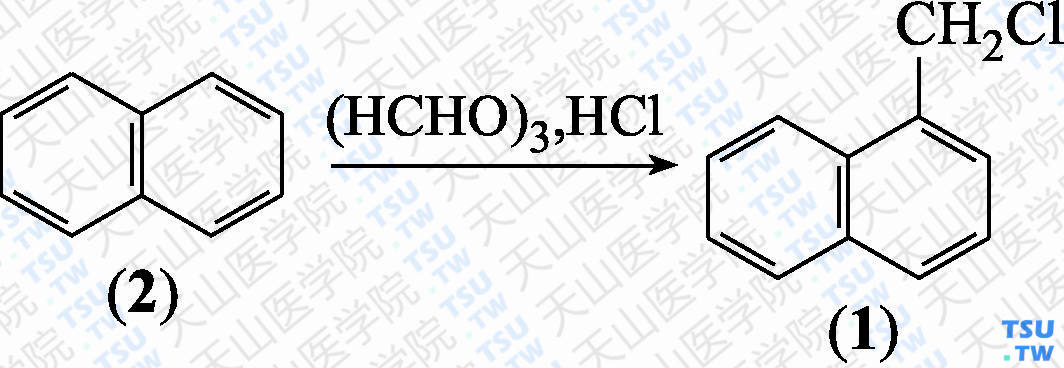 1-氯甲基萘（分子式：C<sub>11</sub>H<sub>9</sub>Cl）的合成方法路线及其结构式
