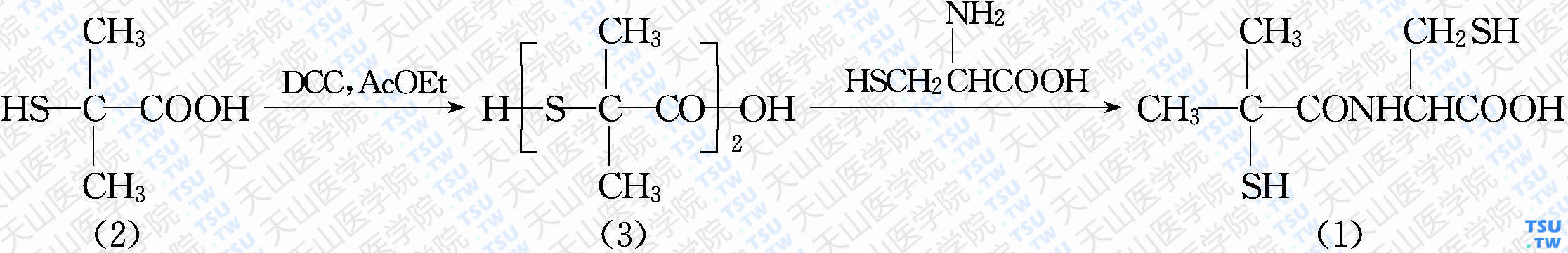 布西拉明（分子式：C<sub>7</sub>H<sub>13</sub>NO<sub>3</sub>S<sub>2</sub>）的合成方法路线及其结构式