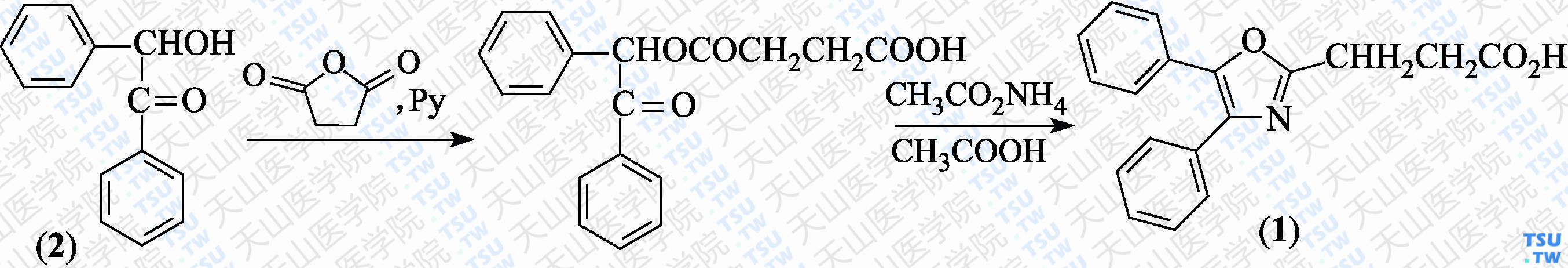 奥沙普秦（分子式：C<sub>18</sub>H<sub>16</sub>NO<sub>3</sub>）的合成方法路线及其结构式