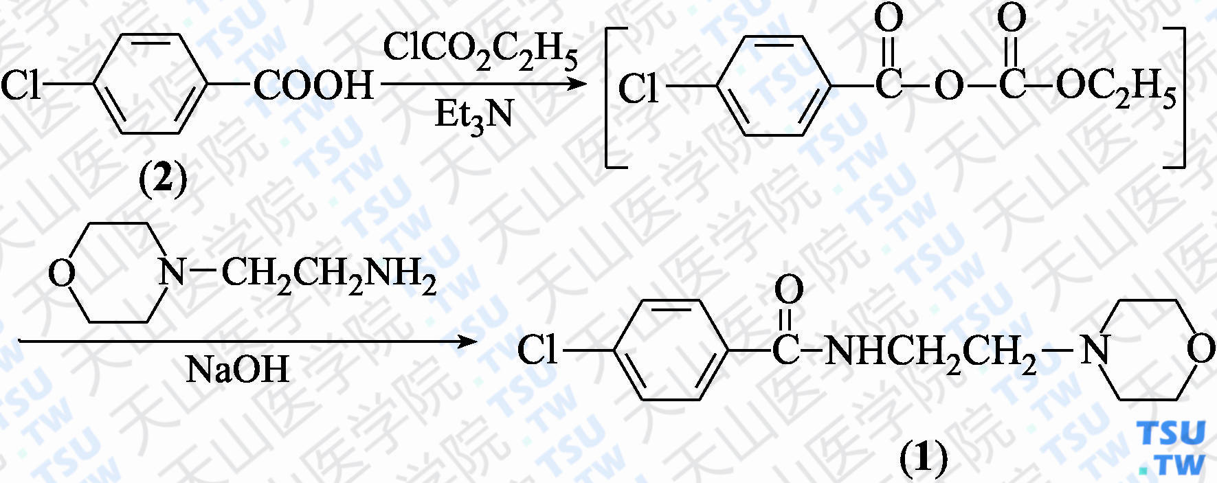 吗氯贝胺（分子式：C<sub>13</sub>H<sub>17</sub>ClN<sub>2</sub>O<sub>2</sub>）的合成方法路线及其结构式