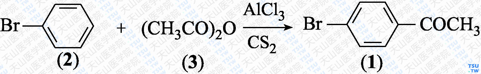 4-溴苯乙酮（分子式：C<sub>8</sub>H<sub>7</sub>BrO）的合成方法路线及其结构式