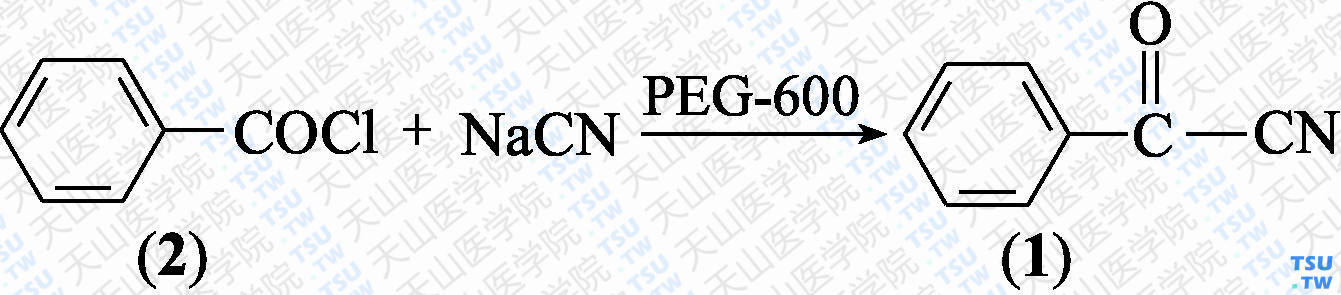 苯甲酰腈（分子式：C<sub>8</sub>H<sub>5</sub>NO）的合成方法路线及其结构式