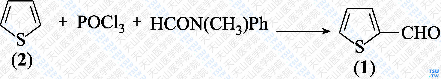 2-噻吩甲醛（分子式：C<sub>5</sub>H<sub>4</sub>OS）的合成方法路线及其结构式