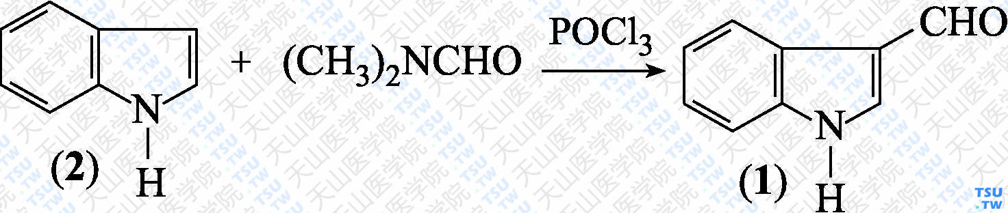 3-吲哚甲醛（分子式：C<sub>9</sub>H<sub>7</sub>NO）的合成方法路线及其结构式