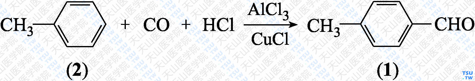 对甲基苯甲醛（分子式：C<sub>8</sub>H<sub>8</sub>O）的合成方法路线及其结构式