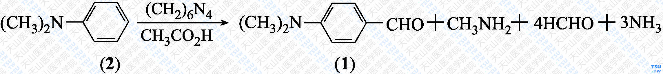 对二甲氨基苯甲醛（分子式：C<sub>9</sub>H<sub>11</sub>NO）的合成方法路线及其结构式