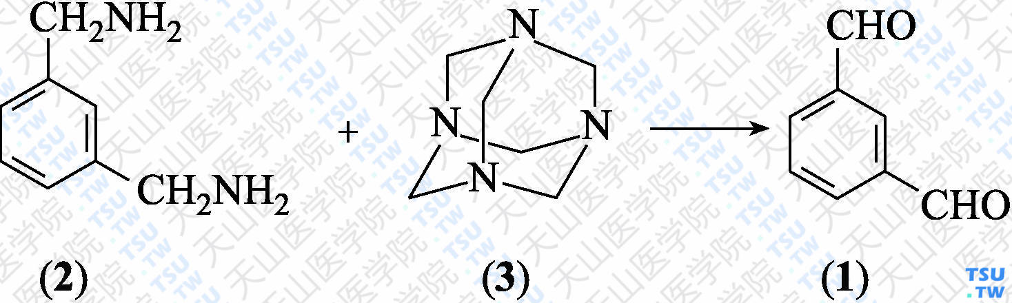 间苯二甲醛（分子式：C<sub>8</sub>H<sub>6</sub>O<sub>2</sub>）的合成方法路线及其结构式