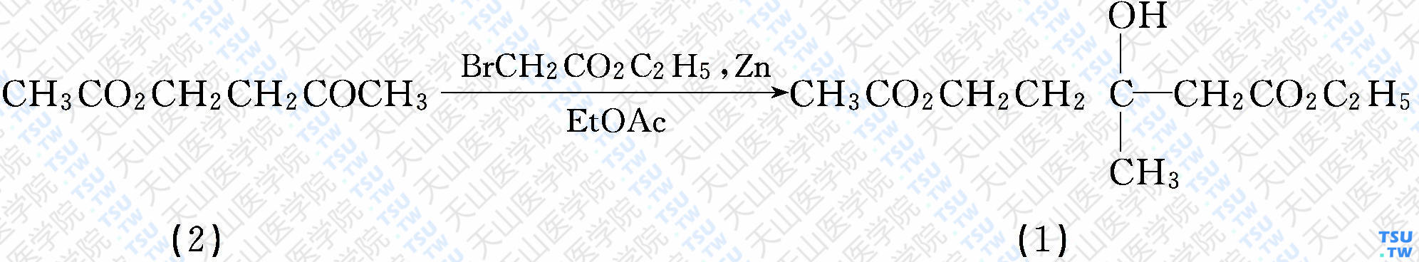 5-乙酰氧基-3-甲基-3-羟基戊酸乙酯（分子式：C<sub>10</sub>H<sub>18</sub>O<sub>5</sub>）的合成方法路线及其结构式