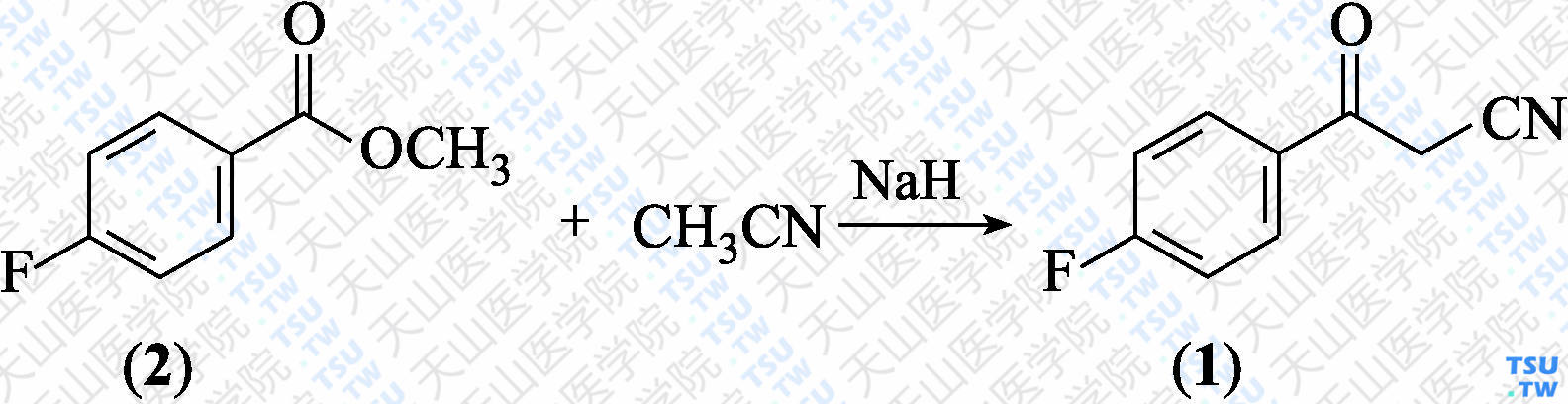 4-氟苯甲酰乙腈（分子式：C<sub>9</sub>H<sub>6</sub>FNO）的合成方法路线及其结构式