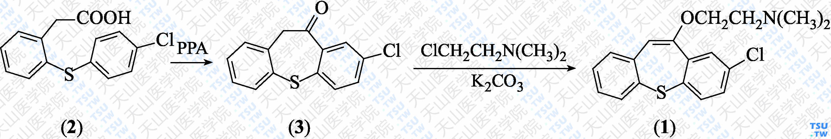 佐替平（分子式：C<sub>18</sub>H<sub>18</sub>ClNOS）的合成方法路线及其结构式