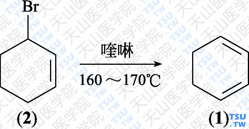 1，3-环己二烯（分子式：C<sub>6</sub>H<sub>8</sub>）的合成方法路线及其结构式