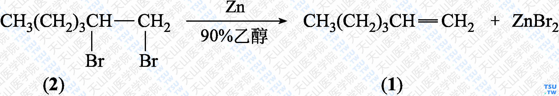 己烯-1（分子式：C<sub>6</sub>H<sub>12</sub>）的合成方法路线及其结构式