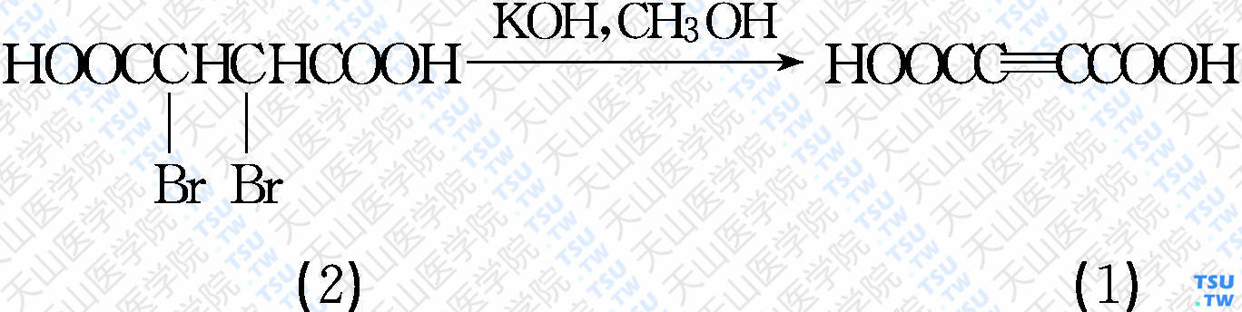 2-丁炔二酸（分子式：C<sub>4</sub>H<sub>2</sub>O<sub>4</sub>）的合成方法路线及其结构式