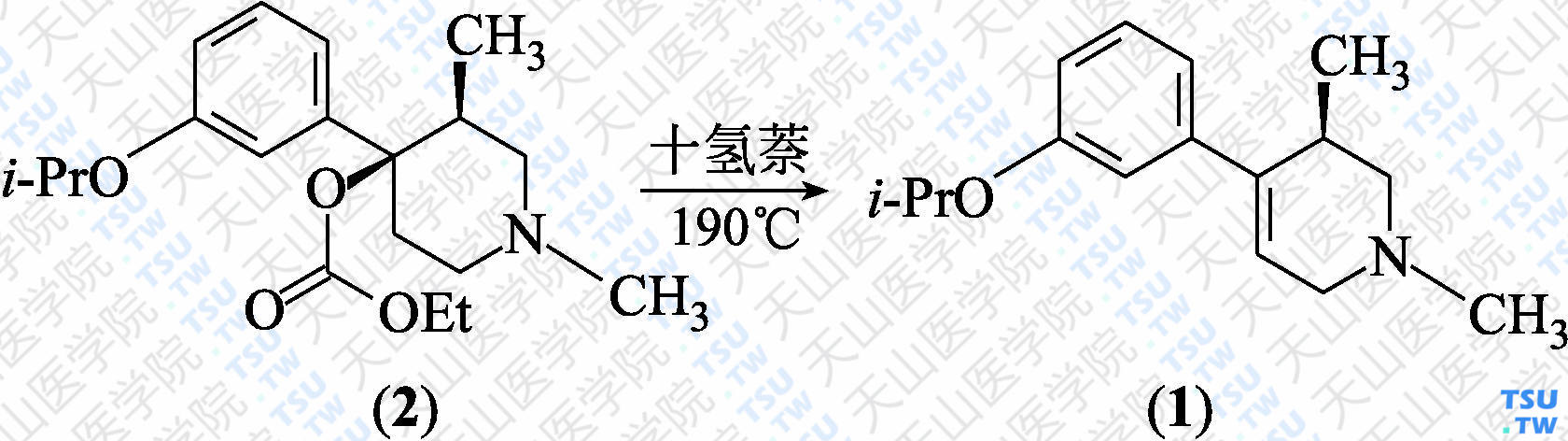 （<i>R</i>）-1，2，3，6-四氢-1，3-二甲基-4-[3-（1-甲基乙氧基）苯基]吡啶（分子式：C<sub>16</sub>H<sub>23</sub>NO）的合成方法路线及其结构式