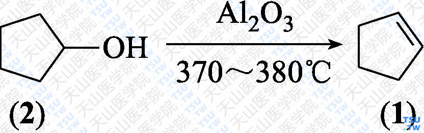 环戊烯（分子式：C<sub>5</sub>H<sub>8</sub>）的合成方法路线及其结构式