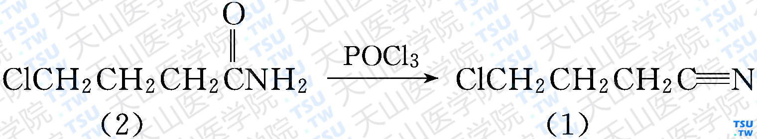 4-氯丁腈（分子式：C<sub>4</sub>H<sub>6</sub>ClN）的合成方法路线及其结构式