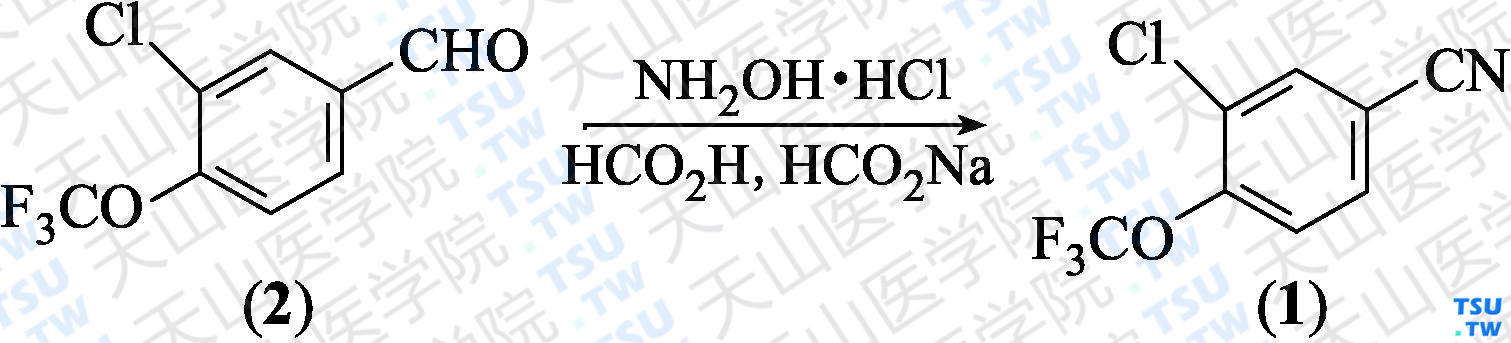 3-氯-4-三氟甲氧基苯甲腈（分子式：C<sub>8</sub>H<sub>3</sub>ClF<sub>3</sub>NO）的合成方法路线及其结构式