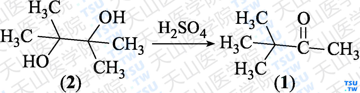 频那酮（分子式：C<sub>6</sub>H<sub>12</sub>O）的合成方法路线及其结构式