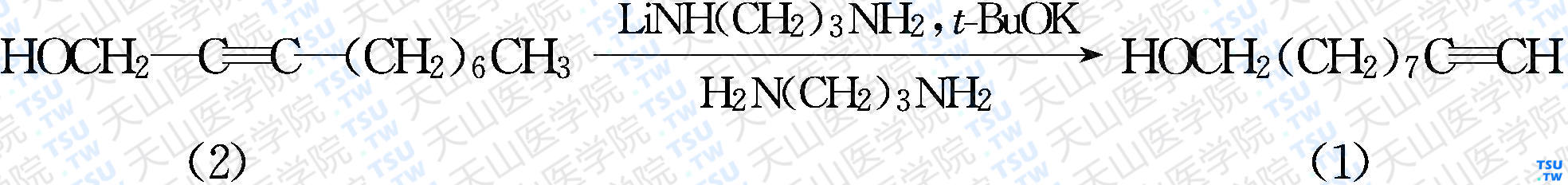 9-癸炔-1-醇（分子式：C<sub>10</sub>H<sub>18</sub>O）的合成方法路线及其结构式