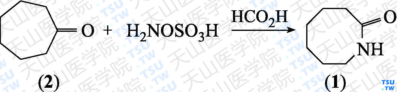 庚内酰胺（分子式：C<sub>7</sub>H<sub>13</sub>NO）的合成方法路线及其结构式